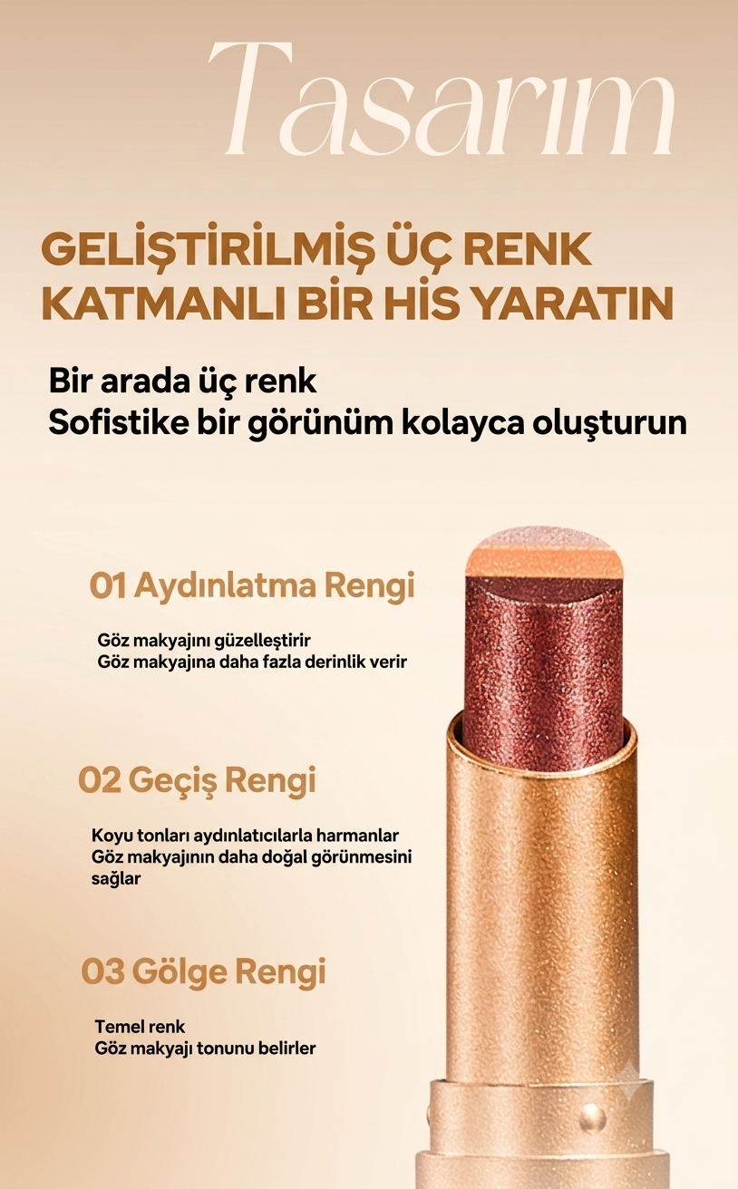 3 Renkli Gradyan Su Geçirmez Uzun Süreli Göz Farı Stick