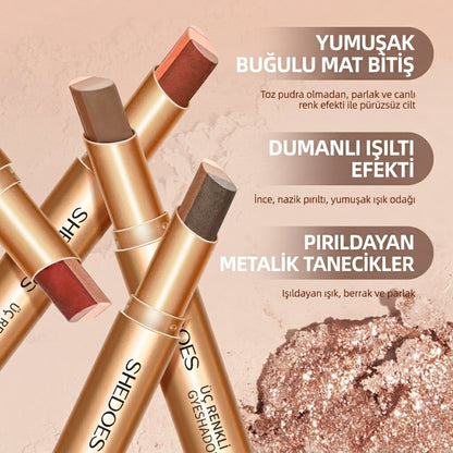 3 Renkli Gradyan Su Geçirmez Uzun Süreli Göz Farı Stick