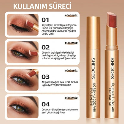 3 Renkli Gradyan Su Geçirmez Uzun Süreli Göz Farı Stick