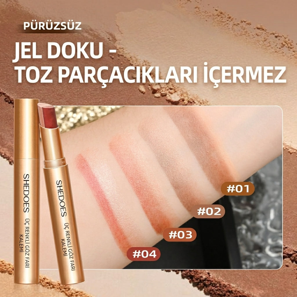 3 Renkli Gradyan Su Geçirmez Uzun Süreli Göz Farı Stick