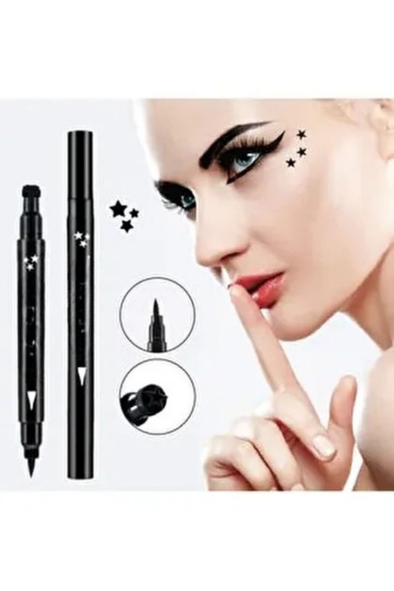Zeonella Beauty Çift Taraflı 3 Lü Yıldız-Çiçek-Kalp Desenli Kalem Eyeliner Waterproof